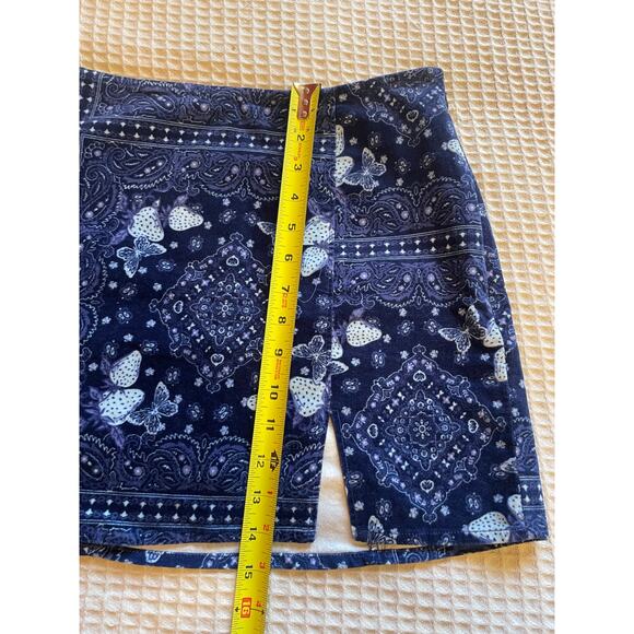 Urban Outfitters Navy Blue Bandana Strawberry Print Mini Skirt Med Cottagecore - Picture 9 of 13